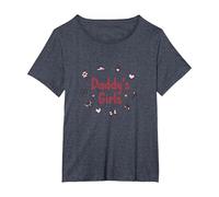 Papa Fille Mignon Princesse Papillon Cœurs Cadeau T-Shirt, Femme Grandes Tailles, Bleu Chiné, 6X