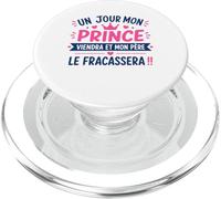 Papa Humour Petite Fille Un Jour Mon Prince viendra PopSockets PopGrip pour MagSafe