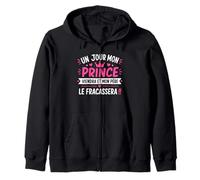 Papa Humour Petite Fille Un Jour Mon Prince viendra Sweat à Capuche