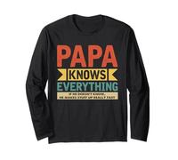 Papa Knows Everything Best Dad New Daddy Fête des pères Manche Longue