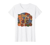 Papa of The Patch Automne Citrouille Patchwork T-Shirt Graphique avec Valeur, Femme, Blanc, XL