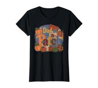 Papa of The Patch Automne Citrouille Patchwork T-Shirt Graphique avec Valeur, Femme, Noir, XL