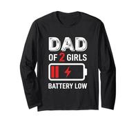 Papa of Two Girls Daddy and 2 Daughters Funny Father's Day Manche Longue