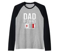 Papa of Two Girls Daddy and 2 Daughters Funny Father's Day Manche Raglan