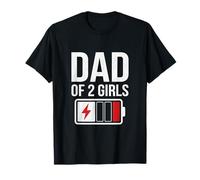 Papa of Two Girls Daddy and 2 Daughters Funny Father's Day T-Shirt