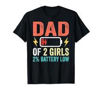 Papa of Two Girls Daddy and 2 Daughters Funny Father's Day T-Shirt