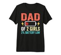 Papa of Two Girls Daddy and 2 Daughters Funny Father's Day T-Shirt Haut de Gamme
