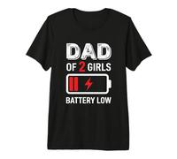 Papa of Two Girls Daddy and 2 Daughters Funny Father's Day T-Shirt Haut de Gamme