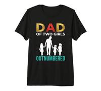 Papa of Two Girls Daddy and 2 Daughters Funny Father's Day T-Shirt Haut de Gamme