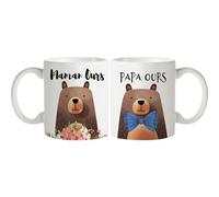 Papa Ours Mama Ours Tasse à café pour couples,Cadeaux pour les futurs papa et maman,Cadeaux pour le jour du souvenir en famille