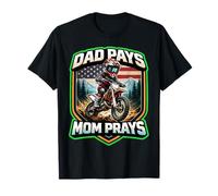 Papa paie Maman Prie pour Enfants Dirt Bike Rider Boy American MX USA T-Shirt