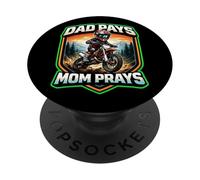 Papa paie Maman Prie pour Enfants Dirt Bike Rider Boy Dirtbike Amoureux PopSockets PopGrip Adhésif