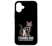 Papa pêcheur avec Un Chat approuvé taux de Capture drôle Coque pour iPhone 16 Plus