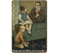 Papa, qu'as-tu fait pendant la Grande Guerre ? Affiche vintage classique britannique de la Première Guerre mondiale, plaque en métal fantaisie pour bar, pub, décoration rétro vintage 20 x 30 cm
