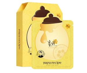 PAPA RECIPE bombee miel masque feuille 10 feuilles, soins de la peau coréenne, le masque de feuille de soins de la peau du visage, hydratant profond pour la peau sèche