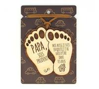 PAPA, SOIS PRUDENT... Pendentif pour rétroviseur en Bois 2 épaisseurs avec cordelette en Cuir. Cadeau Original Qui Vient du cœur pour Vos Proches. (04).