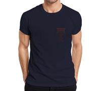 Papa Viking Personnalisé Noms des enfants Année de naissance Vegvisir Odin Corbeau Hugin Munin Père Viking Cadeau pour la Fête des Pères T-shirt homme, Navy, XL