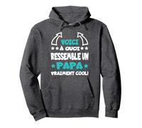 Papa Vraiment Cool Futur Père Annonce de Grossesse Humour Sweat à Capuche, Unisexe pour Adultes, Chiné Foncé, L