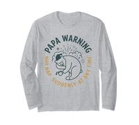 Papa Warning May Nap Suddenly, Illustration d'un Ours drôle Manche Longue