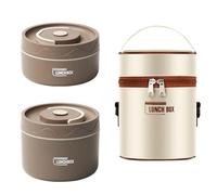 PAPABA Boîte à Lunch Ronde Bento en Acier Inoxydable 1 Ensemble 420/550 ML avec Couvercle hermétique Double Couche de qualité Alimentaire Lave-Vaisselle Micro-Ondes Congélateur Étudiants Thermi