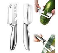 PAPAcroscoma Éplucheur multifonction 4 en 1 pour julienne et ouvre-légumes | Couteau à fruits en acier inoxydable avec section de lame renforcée, éplucher, râper pour pommes, citrouilles, carottes