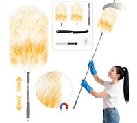 PAPAcroscoma Plumeau long extensible: plumeau en laine d'agneau amovible, télescopique, lavable, électrostatique, ne rayant pas, pour plafonds et surfaces délicates