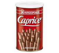 PAPADOPOULOS - caprice gaufrettes roulées fourrées à la crème de noisette et cacao 115g - Trois Articles