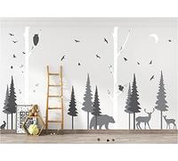 PapaKit Autocollant mural de luxe en forme de sapin et de bouleau pour chambre d'enfant ou d'adolescent - Motif artistique créatif - Adhésif amovible sans danger