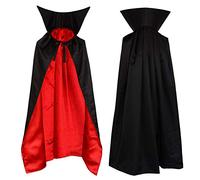 papapanda Vampire Cape Capuche Col Montant Manteau Noir Rouge Enfants 1m