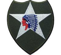 Papapatch 2nd Infantry Sign Badge Us Army Indan Head paule coudre sur le fer sur un patch d'applique brod (fer-2nd-indien-div)