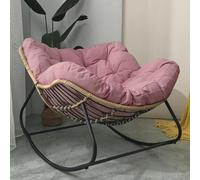 Papasan Fauteuil à bascule surdimensionné en rotin avec coussin, cadre en métal, bascule confortable pour l'intérieur et l'extérieur