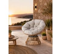 Concept Usine – Fauteuil Papasan rotatif effet rotin avec coussin marron