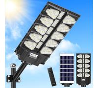 papasbox 2000W LED Solar Straßenlaterne mit Fernbedienung | Straßenlampe 6500K Solarbetriebene mit Bewegungsmelder Sensor | Außen Wegeleuchte im Freien Straßenleuchte