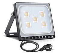 papasbox 30W Projecteur LED avec prise, Spot LED Extérieur IP65 Projecteur Extérieur Etanche Projecteur en Aluminium Blanc Chaud 3000K Applique idéale pour jardin, terrain de sport