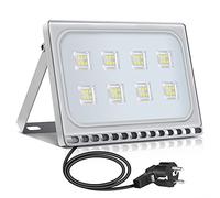 papasbox 50W Projecteur LED avec prise,Spot LED Extérieur IP65 Projecteur Extérieur Etanche Projecteur en Aluminium Blanc Froid 6000K applique idéale pour jardin, terrain de sport