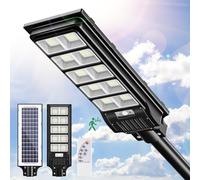 papasbox Lampadaire Solaire Exterieur Réverbère LED 500W avec Télécommande | Lampe de Sécurité à énergie Solaire 6500K avec Détecteur de Mouvement | Réverbère Solaire d'extérieur