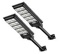 papasbox Lot de 2 lampadaires solaires LED 500 W avec télécommande | Lampe de sécurité routière à énergie solaire 6 500 K avec capteur de mouvement | Lampadaire extérieur avec lumière solaire