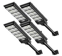 papasbox Lot de 4 lampadaires solaires LED 500 W avec télécommande | Lampe de sécurité routière à énergie solaire 6 500 K avec capteur de mouvement | Lampadaire extérieur avec lumière solaire