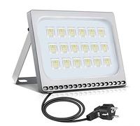 papasbox Projecteur LED avec prise, 100W Spot LED Extérieur IP65 Projecteur Extérieur Etanche Projecteur en Aluminium Blanc Froid 6000K applique idéale pour jardin, terrain de sport