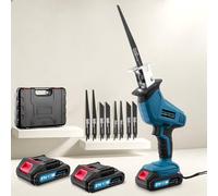 Papasbox Scie sabre sans fil 0-4000 tr/min | Scie réciproque avec éclairage LED et 2 batteries de 2000mAh, chargeur rapide 21V | Scie universelle avec 8 lames de scie pour bois, métal, PVC