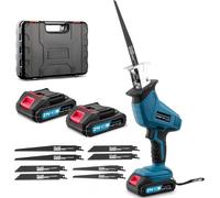 papasbox Scie sabre sans fil à batterie 0-4000 tr/min | Scie réciproque avec éclairage LED et 2 batteries de 2000mAh, chargeur rapide 21V | Scie universelle avec 8 lames de scie pour bois, métal, PVC