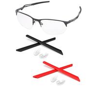 PapaViva Kit de remplacement en caoutchouc pour nez et embouts pour Oakley Wire Tap 2.0 RX OX5152, noir/rouge, 2 Sets