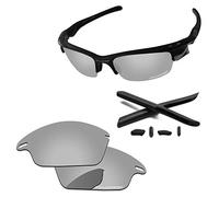 PapaViva Kits de remplacement de lentilles et de caoutchouc pour Oakley Fast Jacket OO9097, Argent chromé - Polarisé, Taille Unique