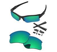 PapaViva Lentilles de rechange et kits de caoutchouc pour lunettes de soleil Oakley Flak Jacket XLJ OO9009 63 mm, vert émeraude, Flak Jacket XLJ