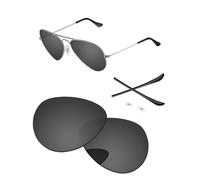 PapaViva Lentilles de rechange et kits en caoutchouc compatibles avec lunettes de soleil Ray-Ban Aviator RB3025 58 mm Noir uni Non polarisés