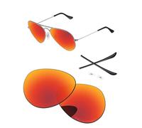PapaViva Verres de remplacement et kits en caoutchouc compatibles avec lunettes de soleil Ray-Ban Aviator RB3025 58 mm Rouge feu polarisé