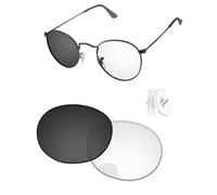 PapaViva Verres et nez de rechange compatibles avec lunettes de soleil Ray-Ban RB3447JM 50 mm Eclipse Gray Photochromique Non polarisées