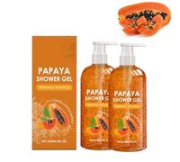 Papaya Gel douche exfoliant à l'extrait de paya bio, un parfum fruité agréable, éclaircissant et lissant, nettoyage doux et frais, pour une peau éclatante et douce (2)
