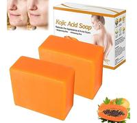 Papaya Kojic Acid Soap, Papaya Soap-Papaya Kojic Soap, Kojic Acid Soap for Dark Spot & Glowing Skin, Dark Spot Remover Soap,Natural Body Solid Soap Bar for Reduce Acne & Scar (2pcs)
