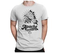 PAPAYANA - Apache-Skull - T-Shirt Fun pour Hommes - T-Shirt Imprimé - Cotton - Regular Fit - 3XL - Blanc